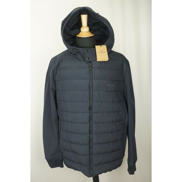 Belstaff Other - Belstaff Nevis Dark Navy Quilted Hooded Jacket Sz 48 Brand New W Tags